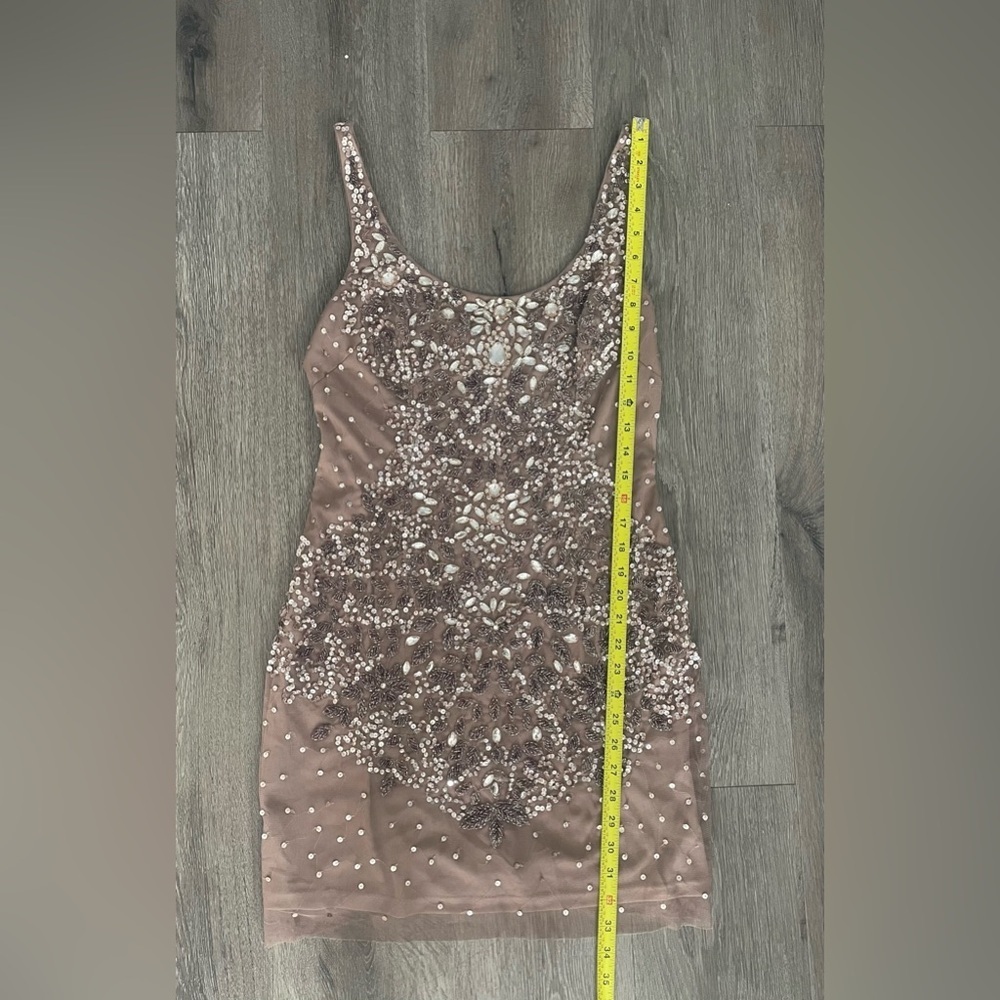 Adrianna Papell Sequin Embellished Cocktail Dress - Beige - Picture 8 of 13